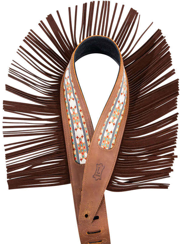 The Outlaw - 6,35cm Cuir Crazy Horse Franges Daim Western - Brown