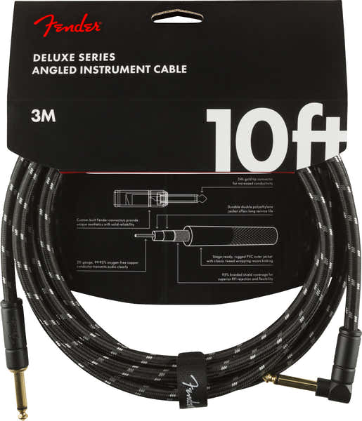 Fender 3m Deluxe Instrument Cable Black Tweed