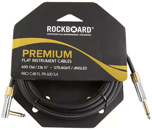 Câble Instrument Plat Premium - 600 Cm - Droit/Coudé - Noir