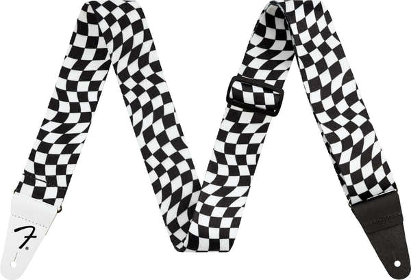Wavy Checkerboard Polyester Strap Black/White