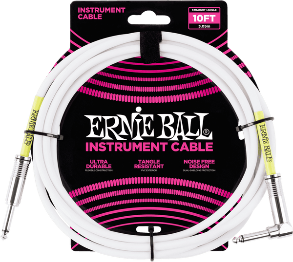 Ernie Ball Cables Instrument Classic Jack/jack Coudé 3M Blanc