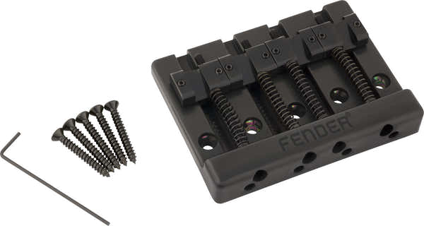 Fender HiMass 4-String Bass Bridge Assembly With Brass Saddles Black