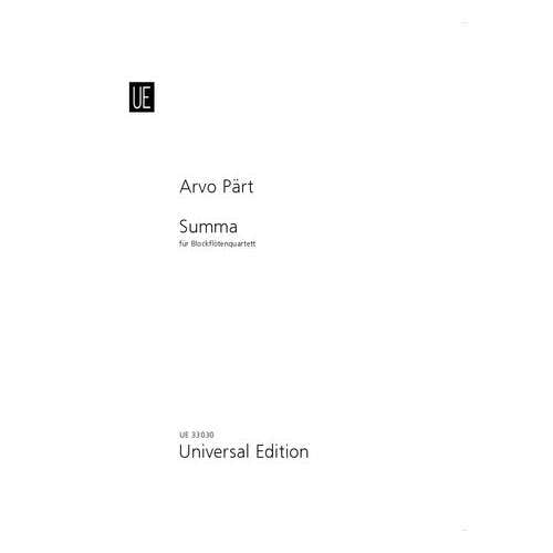 Universal Edition PöRT - Summa - Flute A Bec Quartet S(t)a(b)a(b)t(b)