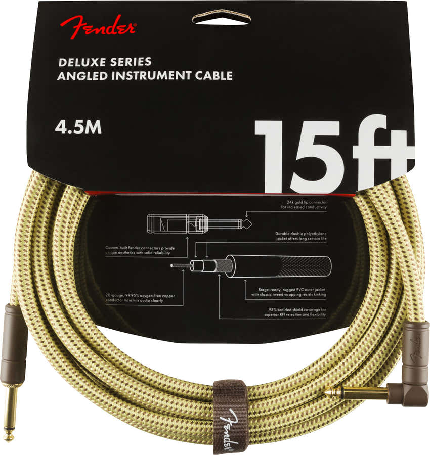 4,5m Deluxe Instrument Cable Straight/angle Tweed