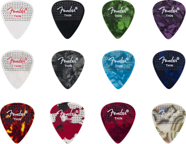 Fender 351 Dotted Celluloid Picks 12-Pack Thin