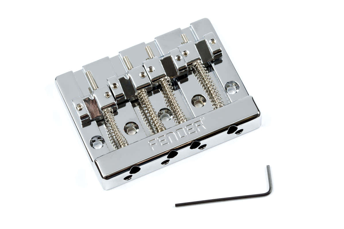 Himass 4-String Bass Bridge Assembly With Brass Saddles Chrome