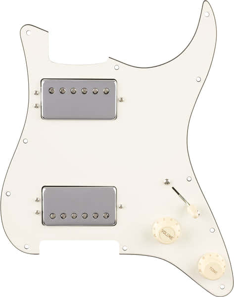 Fender Pre-Wired Strat Pickguard Quadra Tap HH Parchment 11 Hole PG