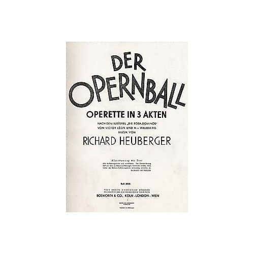 Bosworth Der Opernball Operette In 3 Akten