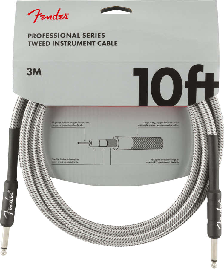 3m Professional Instrument Cable White Tweed