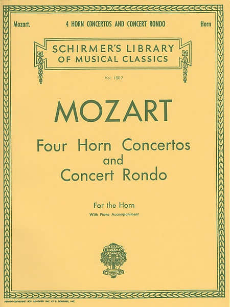 Schirmer MOZART - FOUR HORN CONCERTOS AND CONCERT RONDO HN - HORN