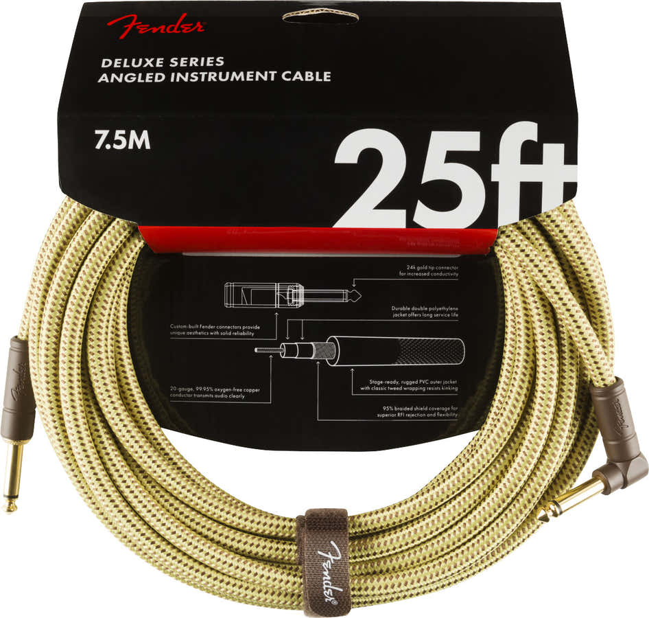 7,5m Deluxe Instrument Cable Straight/angle Tweed
