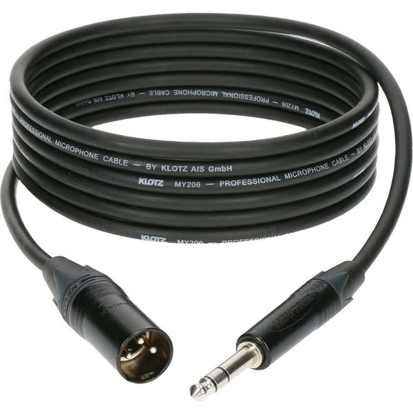 Klotz M1 MIC CABLE NOIR 3M XLR 3 MALE - PLUG 3P CONNECTEUR METAL NOIR