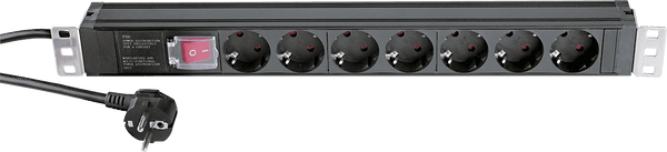 K&M Multiprise Rackable 19" 230V 7 Prises + Inter.