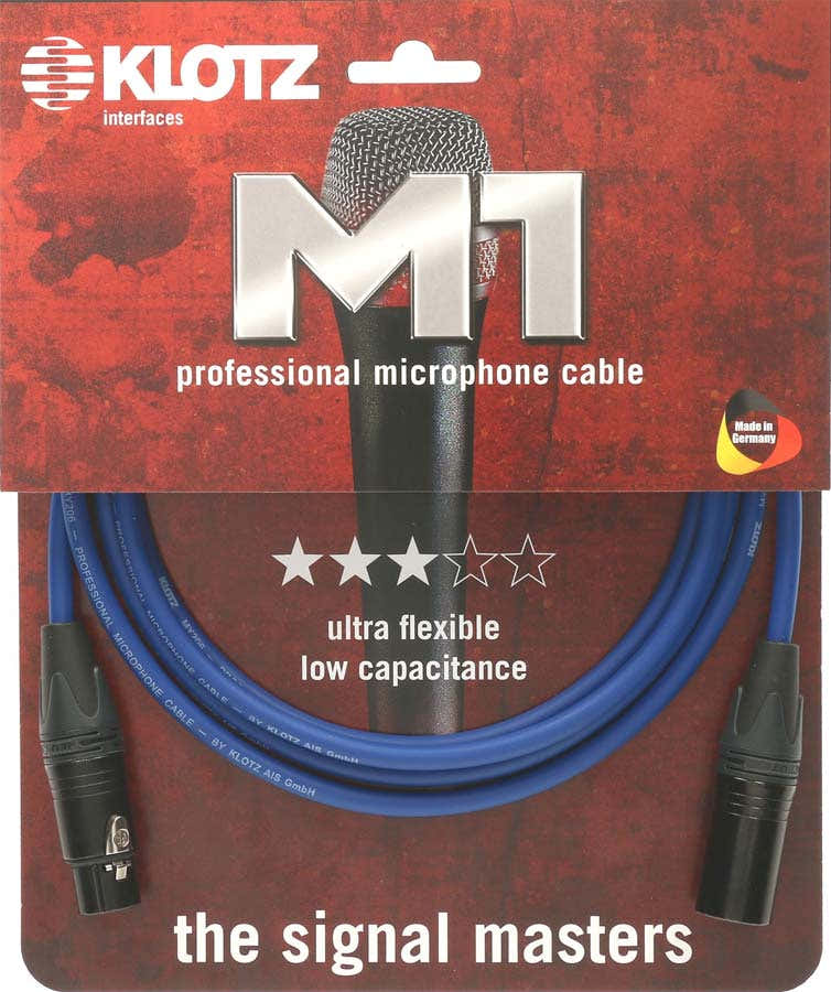 M1 Mic Cable Bleu 5M XLR 3P. Femelle Male Neutrik