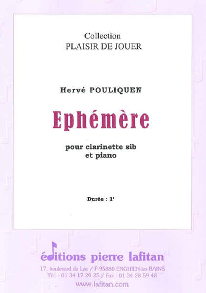 Lafitan POULIQUEN HERVE - EPHEMERE - CLARINETTE ET PIANO