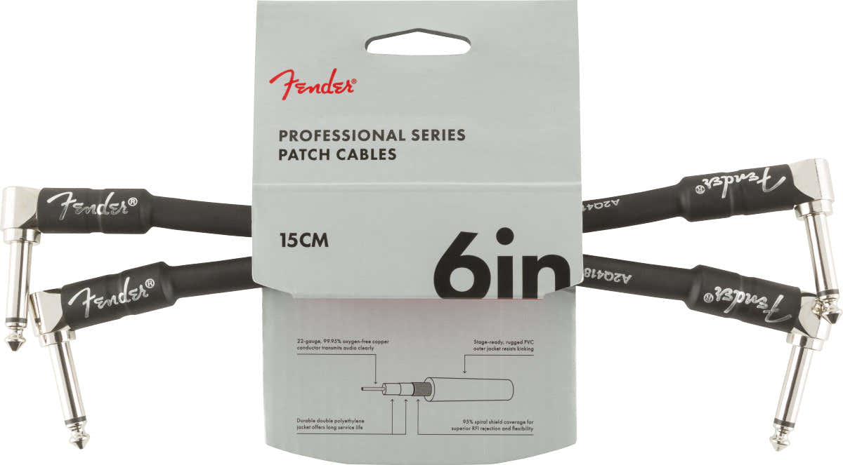 15cm Professional Instrument Cable 2-pack Black