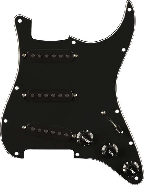 Pre-wired Strat Pickguard Pure Vintage '65 W/Rwrp Midde Black 11 Hole Pg