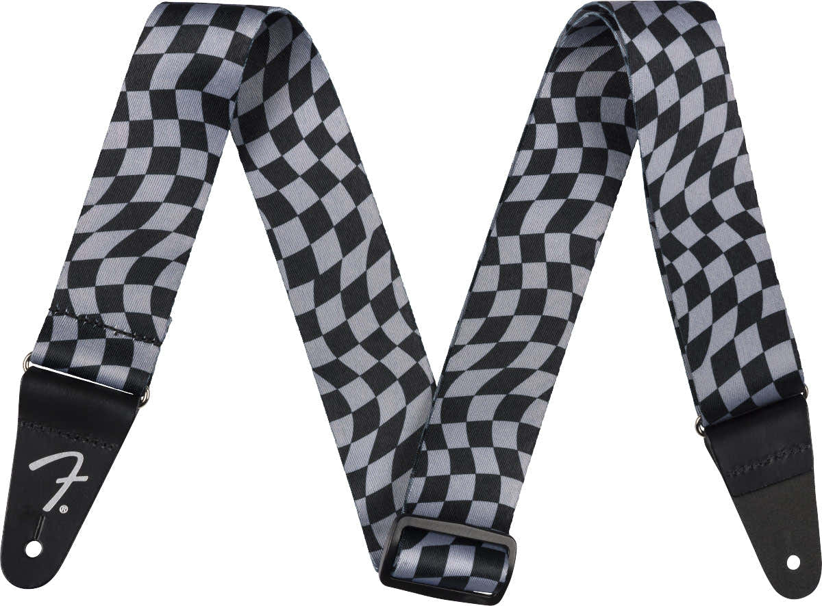 Wavy Checkerboard Polyester Strap Gray