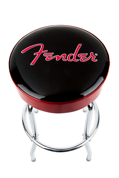 Fender Red Sparkle Logo Barstool Black Red SPARKLE-chrome 30"