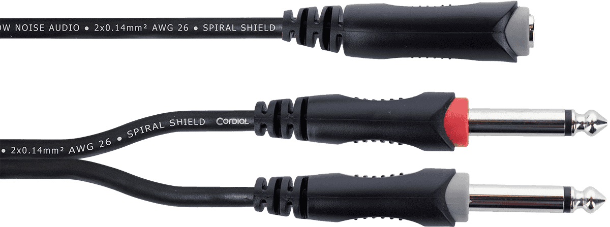 Câble Y Bretelle Jack Stéréo Femelle / 2 Jacks Mono Mâles 30 CM