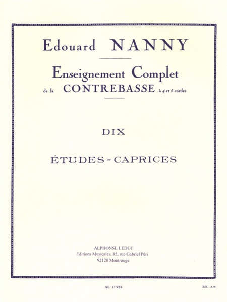 Nanny Edouard - 10 Etudes Caprices - Contrebasse