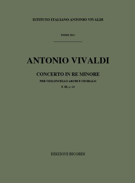 Ricordi VIVALDI A. - CONCERTI IN RE MIN. RV 405 - VIOLONCELLE, CORDES ET BASSE CONTINUE