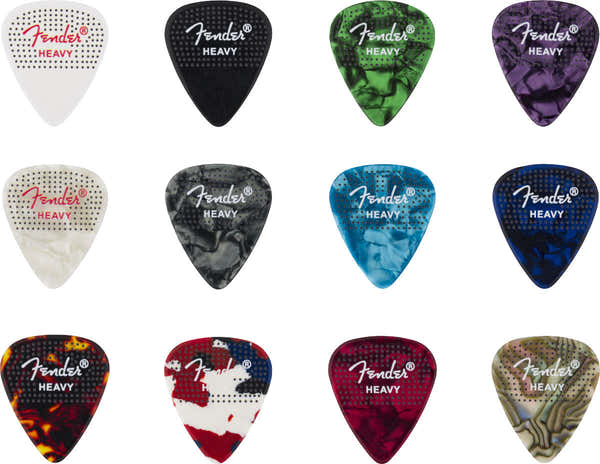 Fender 351 Dotted Celluloid Picks 12-Pack Heavy