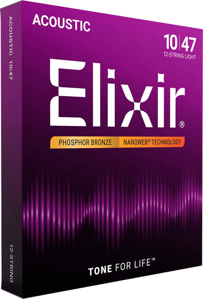 Elixir 16152 Nanoweb Phosphor Bronze 12C Light 10-47