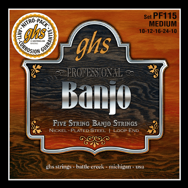 GHS Banjo Plaqu Nickel Medium 10-12-16-24-10