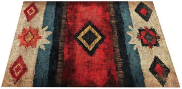 EART185-RED - Tapis de Scène / Batterie Native American 1.85 x 1.60m Antidérapant - Rouge