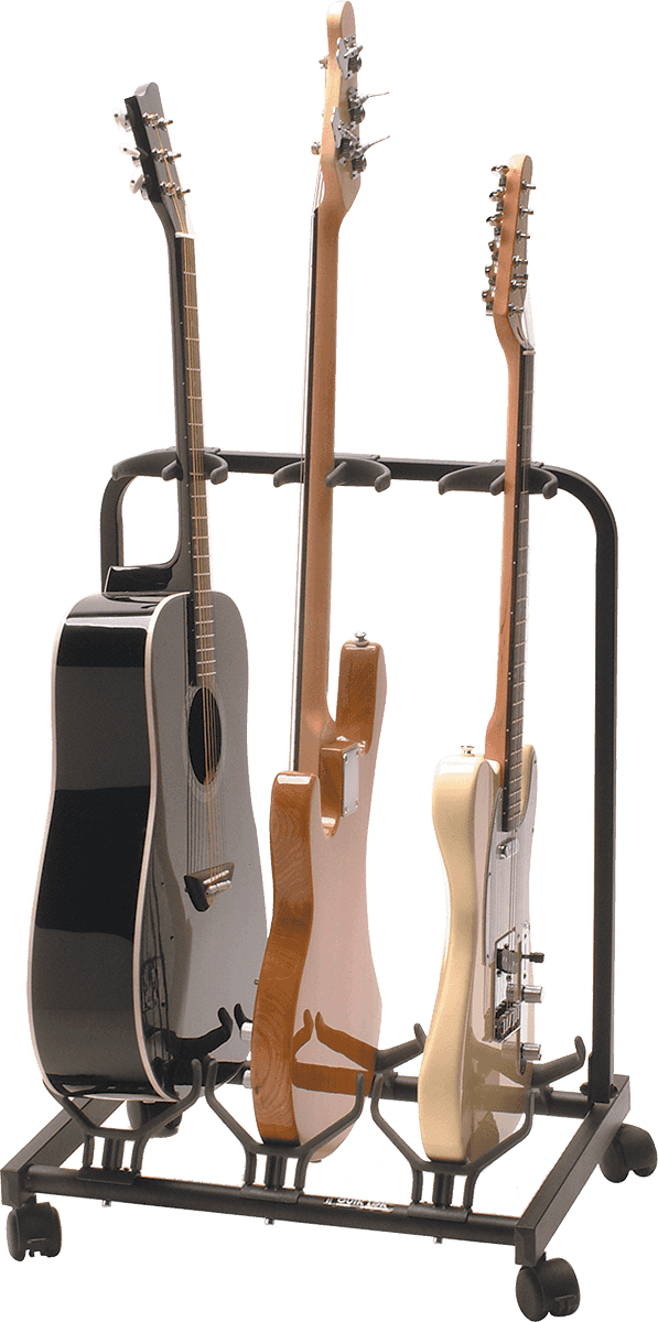 GS430 Stand pour 3 Guitares avec Roulettes Noir