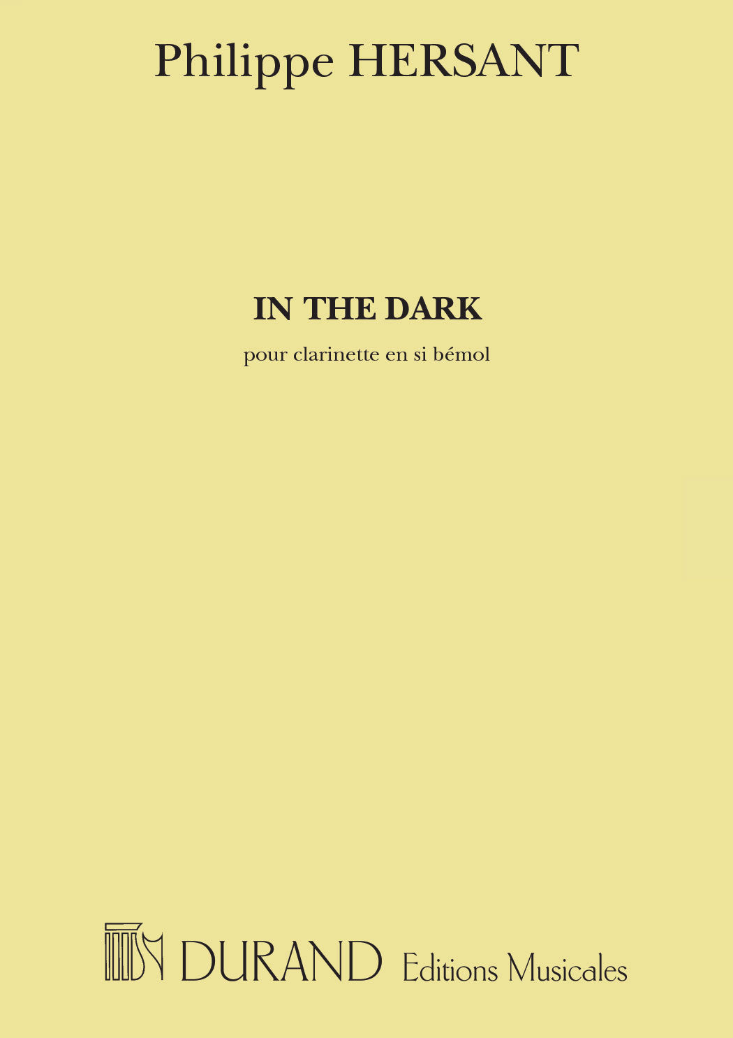 Durand HERSANT P. - IN THE DARK - CLARINETTE