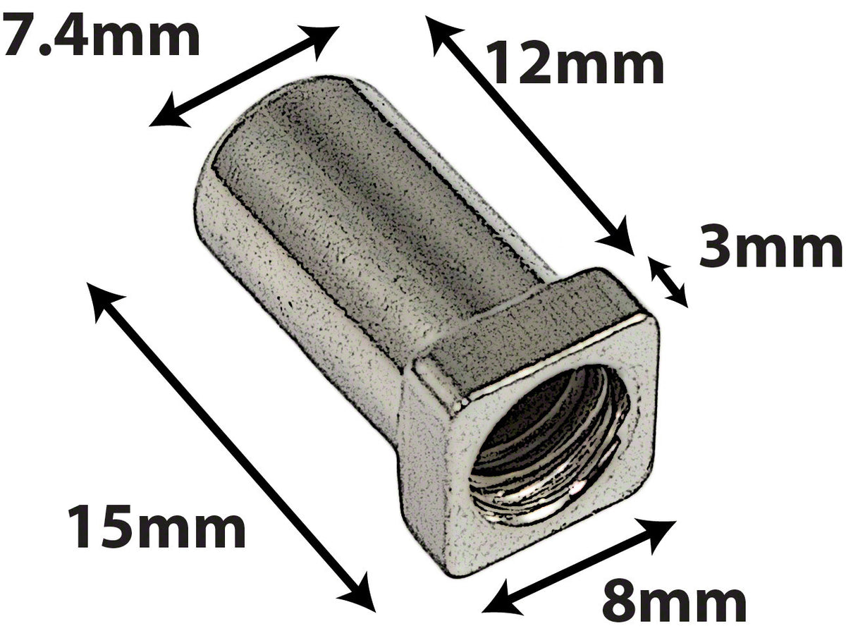 SN-SQ-15S - Cheminée 15mm Tête Carrée - Acier (X10)
