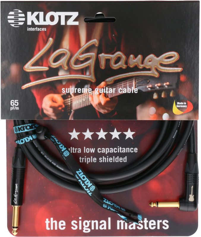 LA-grange Câble Instr. Noir 4,M Jack Mono - Jack Mono Coudé Conta En Or