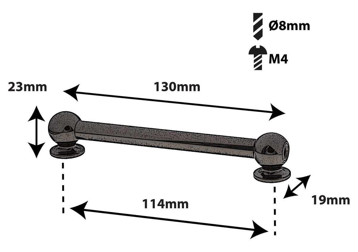 TL13D114-Bk Coquille Tube 114mm Noir Double Tirant X1