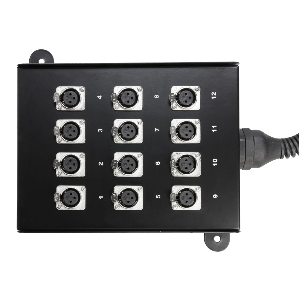 K12C10 Multipaire 12 Canaux XLR avec Boitier de Scene 10 M.