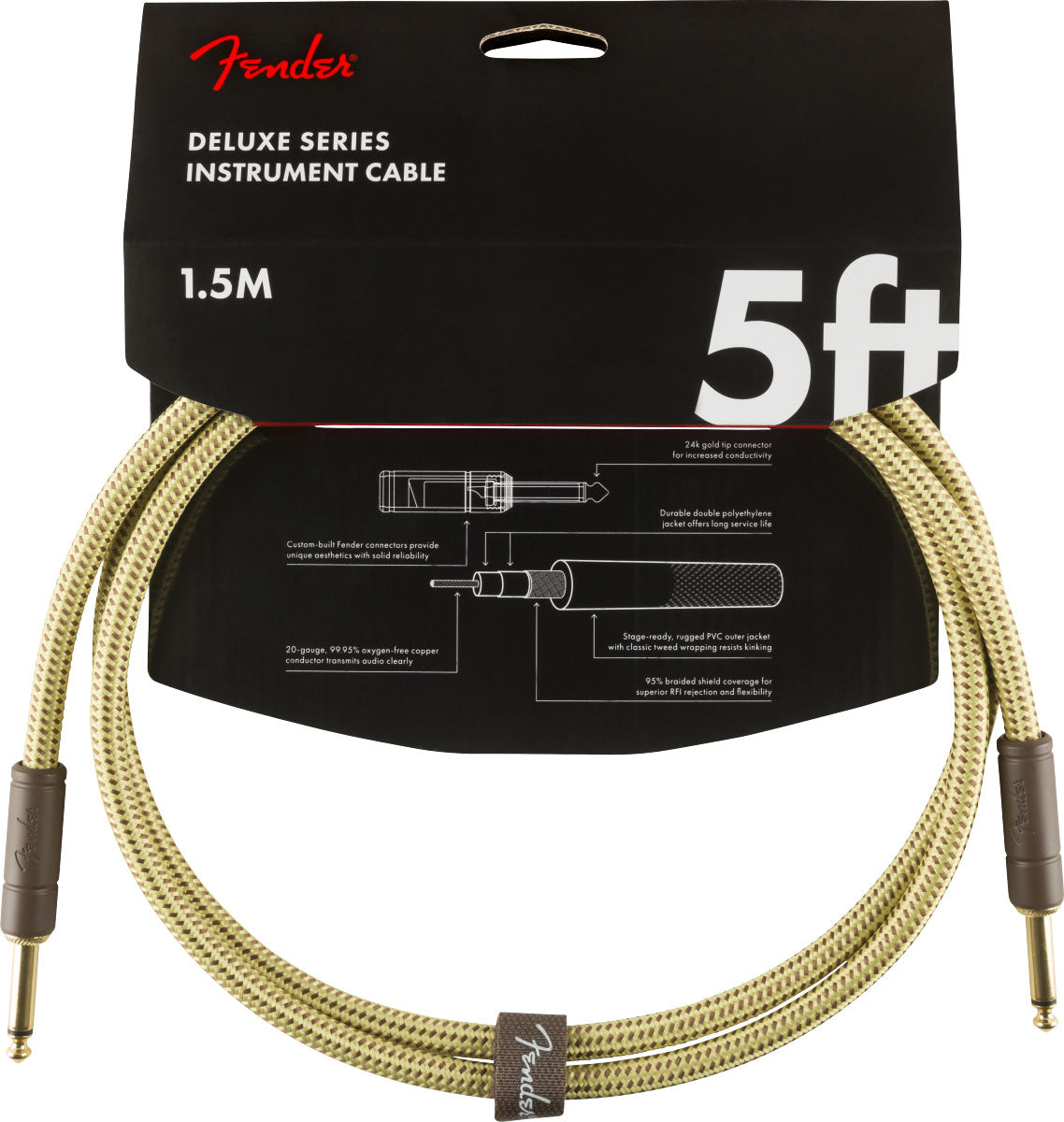 1,5m Deluxe Instruments Cable Tweed