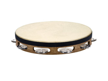 Tambourin Bois Avec Peau Brun Noye