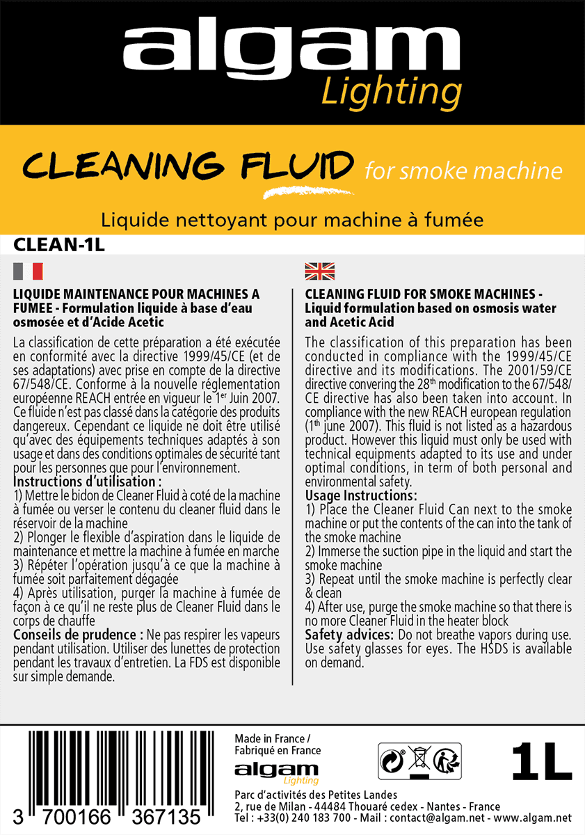 Liquide Nettoyant pour machine à fumée 1L