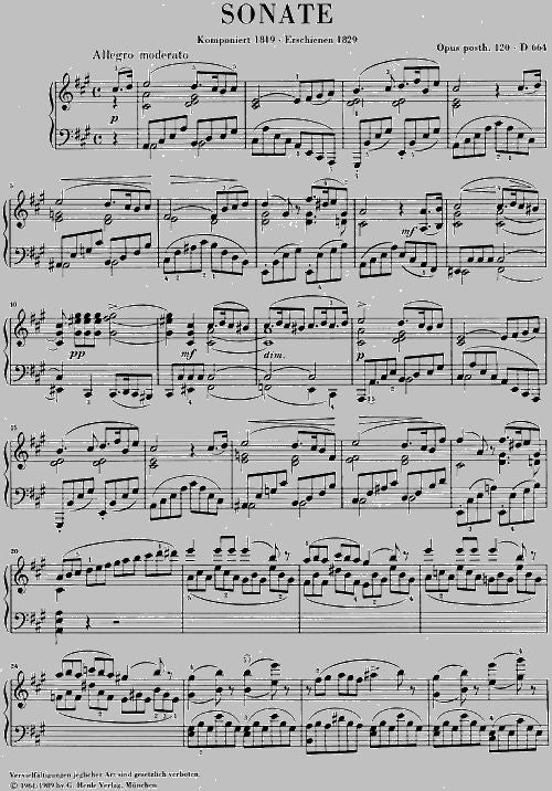 Schubert F. - Piano Sonata A Major Op. Post. 120 D 664 - Piano