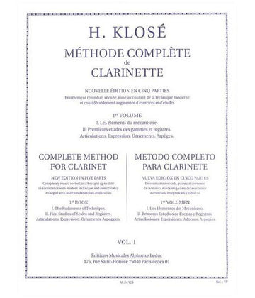 Méthode Complète De Clarinette Vol.1 - Klosé