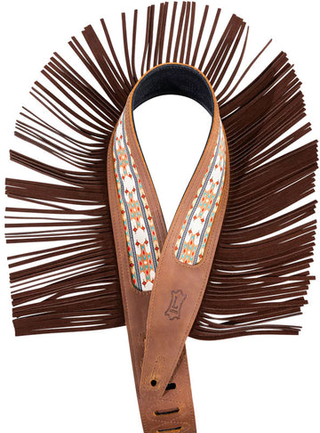 The Outlaw - 6,35cm Cuir Crazy Horse Franges Daim Western - Brown
