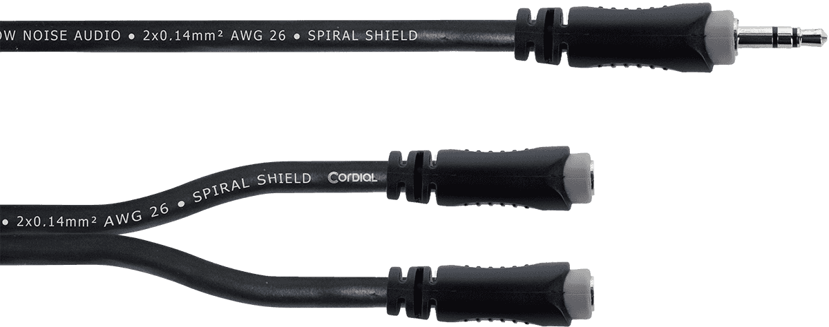Cable Y Bretelle Mini-jack Stéréo/2 Mini-jacks Stéréo Femelles 30 CM
