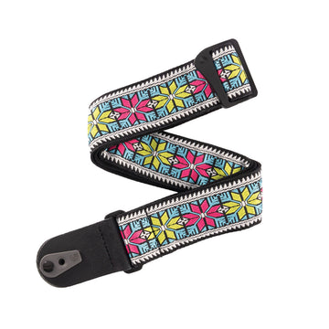 Pad Lock Woven Guitar Strap Parallel Flowers