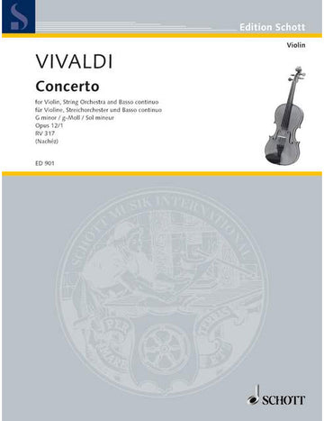 Vivaldi - Concerto G Minor Op. 12/1 Rv 317 / Pv 343 - Violon String Orchestre Et Orgue