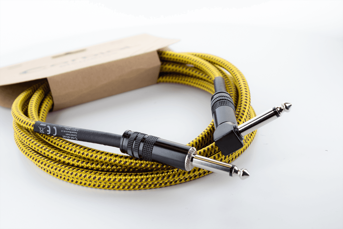 Cable Guitare Jack Droit /Coudé 3 M Tweed Jaune