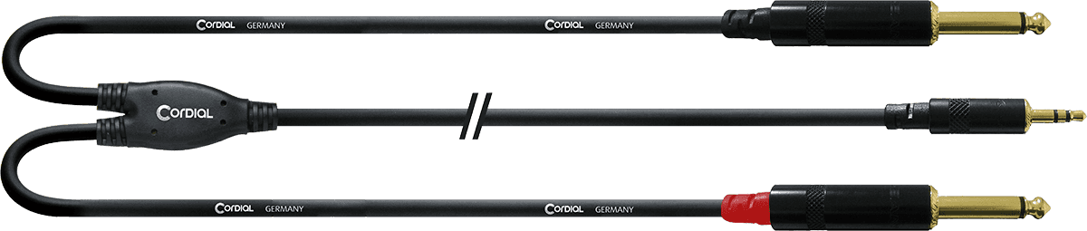Câble Audio Minijack Stéréo - 2 Jack Mono 90 CM