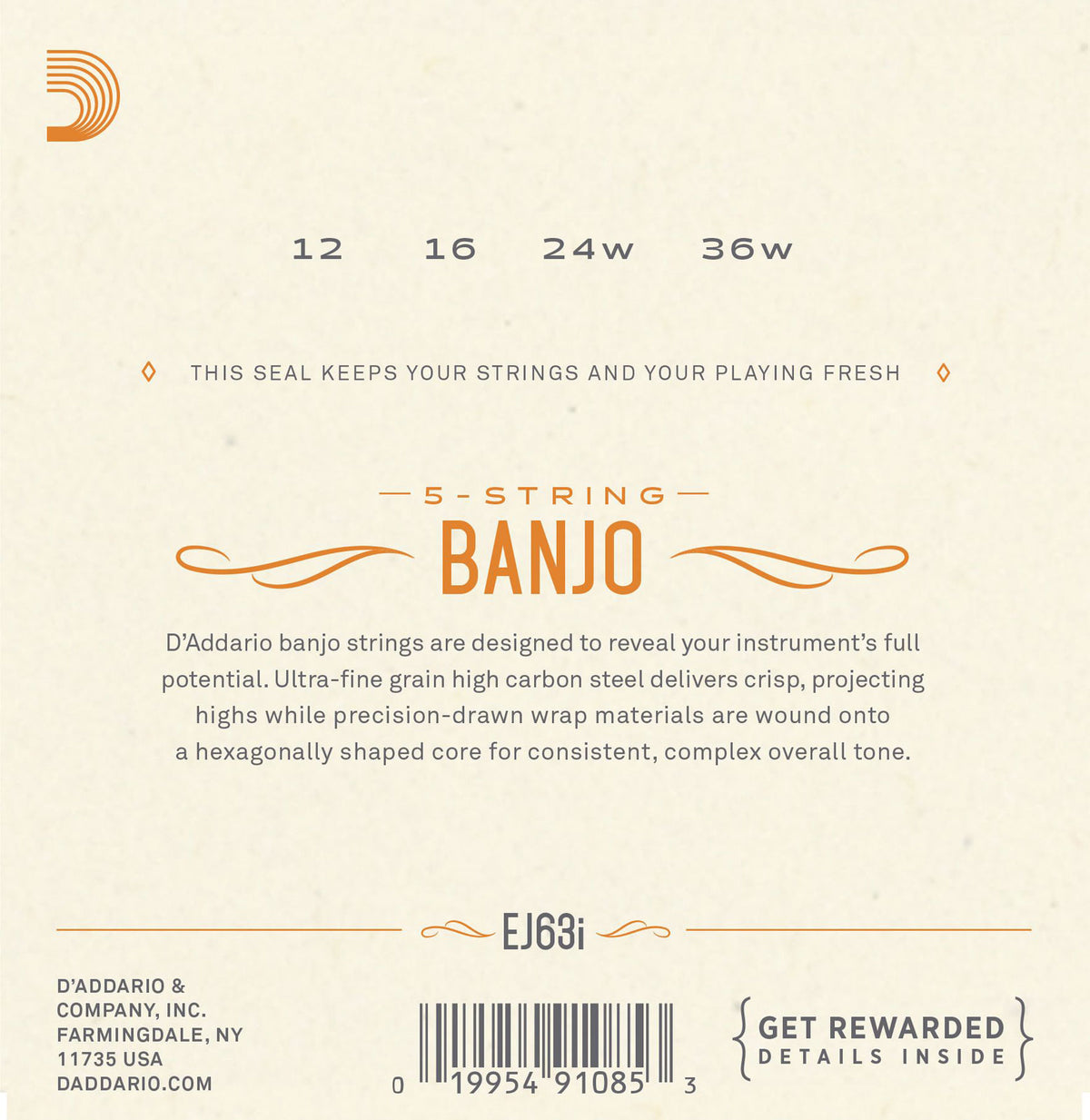 EJ63I Cordes pour Banjo Light Ténor Irish 12-36