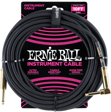 Cables Instrument Gaine Tisse Jack/jack Coudé 3M Noir