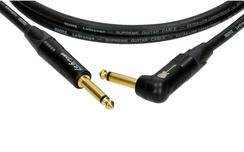 LA-grange Câble Instr. Noir 4,M Jack Mono - Jack Mono Coudé Conta En Or